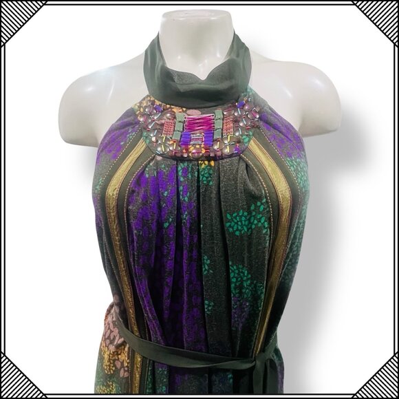 ONE SEPTEMBER A-line Beaded Halter Tie Dress - XS - Picture 6 of 9